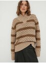 Пуловер с вълна Lovechild дамски в бежово от топла материя