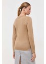 Вълнен пуловер BOSS дамски в бежово от лека материя 50492551