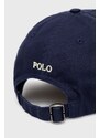 Памучна шапка Polo Ralph Lauren в тъмносиньо с изчистен дизайн
