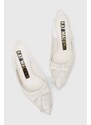 Велурени обувки с дебел ток Kat Maconie Eloise в сребристо с висок ток с отворена пета