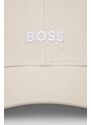 Памучна шапка с козирка BOSS в бяло с апликация 50495121