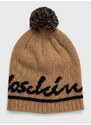 Вълнена шапка Moschino в бежово от вълна