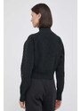 Пуловер Calvin Klein Jeans дамски в черно от лека материя с поло