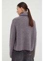 Вълнен пуловер Samsoe Samsoe дамски в сиво от топла материя с поло