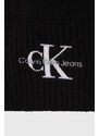 Памучен шал Calvin Klein Jeans в черно с изчистен дизайн