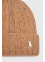 Вълнена шапка Polo Ralph Lauren в бежово от вълна