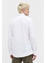 Памучна риза HUGO мъжка в бяло с кройка по тялото класическа яка 50494515