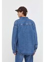 Дънкова риза Dickies мъжка в синьо със свободна кройка с класическа яка