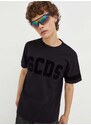 Памучна тениска GCDS в черно с апликация