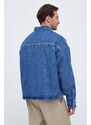 Дънково яке Calvin Klein Jeans в синьо преходен модел с уголемена кройка