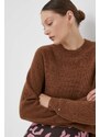 Вълнен пуловер Tommy Hilfiger дамски в кафяво WW0WW39897