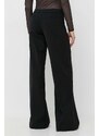 Панталон с вълна Red Valentino в черно с широка каройка, с висока талия