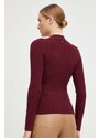 Пуловер Guess дамски в бордо от лека материя