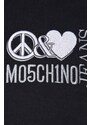 Памучен суичър Moschino Jeans в черно с апликация