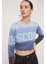 Пуловер GCDS дамски в синьо от лека материя