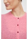 Вълнен пуловер American Vintage Gilet дамски в розово от лека материя