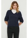Вълнен пуловер Tommy Hilfiger дамски в тъмносиньо от лека материя
