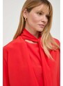 Копринена блуза Victoria Beckham в червено с изчистен дизайн