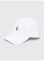 Памучна шапка с козирка Polo Ralph Lauren в бяло с апликация 710548524