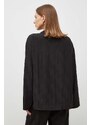 Риза Herskind дамска в черно със свободна кройка с класическа яка