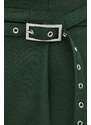 Панталон Gestuz Fenaya в зелено с широка каройка, с висока талия