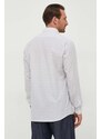 Памучна риза Karl Lagerfeld мъжка в бяло със стандартна кройка с класическа яка