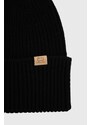Вълнена шапка Woolrich в черно с фина плетка от вълна
