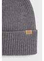 Вълнена шапка Woolrich в сиво с фина плетка от вълна