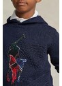 Детски суичър Polo Ralph Lauren в тъмносиньо с качулка с принт