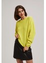 Marisse Lime Round Neck Sweater