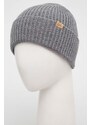 Вълнена шапка Woolrich в сиво с фина плетка от вълна