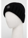 Вълнена шапка Woolrich в черно от плътен трикотаж от вълна