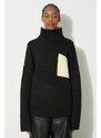 Вълнен пуловер JW Anderson дамски в черно с ниско поло KW1004.YN0144