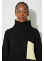 Вълнен пуловер JW Anderson дамски в черно с ниско поло KW1004.YN0144