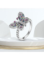 DELIS Сребърен пръстен, JW619, дизайн на пеперуда, с родиево покритие