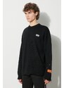 Вълнен пуловер Heron Preston Shredded Knit Crewneck мъжки в черно HMHE011F23KNI0011001
