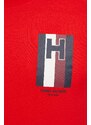 Памучна тениска Tommy Hilfiger в червено с принт MW0MW33687