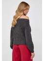 Пуловер Guess дамски в сиво от топла материя
