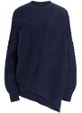 Вълнен пуловер AllSaints Selena в синьо от топла материя с ниско поло