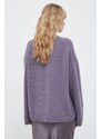 Samsoe Samsoe Вълнен пуловер Samsoe KEIKS дамски в лилаво от топла материя с ниско поло F23400132