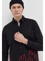 Риза HUGO мъжка в черно със стандартна кройка с класическа яка 50508613