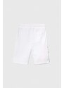 Детски памучен къс панталон Guess в бяло с регулируема талия