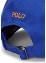 Детска памучна шапка с козирка Polo Ralph Lauren в синьо с изчистен дизайн