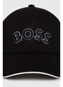 Шапка с козирка Boss Green в черно с апликация 50492737