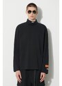 Памучна блуза с дълги ръкави Heron Preston Hpny Emb Rollneck в черно с апликация HMAB027C99JER0021001