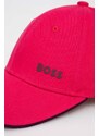 Памучна шапка с козирка Boss Green в розово с изчистен дизайн 50505834