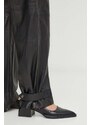 Кожен панталон Gestuz в черно със стандартна кройка, с висока талия 10908763