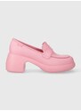 Кожени обувки с дебел ток Camper Thelma в розово с дебел ток K201292.018