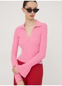 Пуловер HUGO дамски в розово от лека материя 50507957