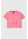 Детска памучна тениска Emporio Armani (2 броя) в розово